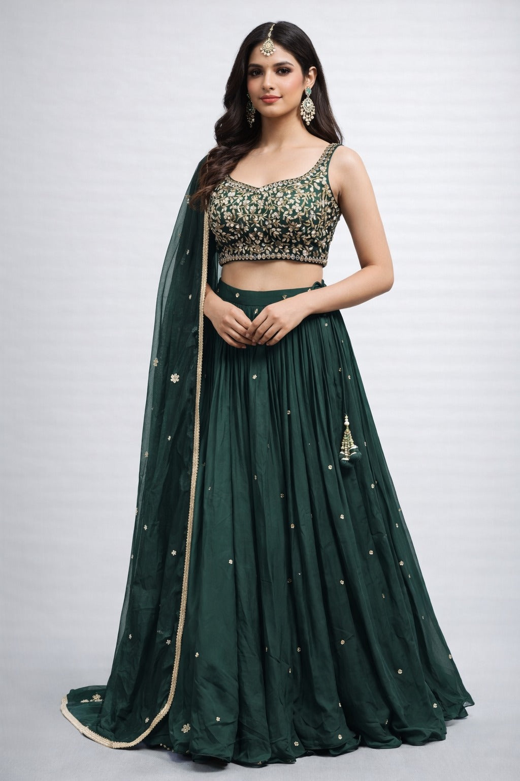 dark green lehenga set