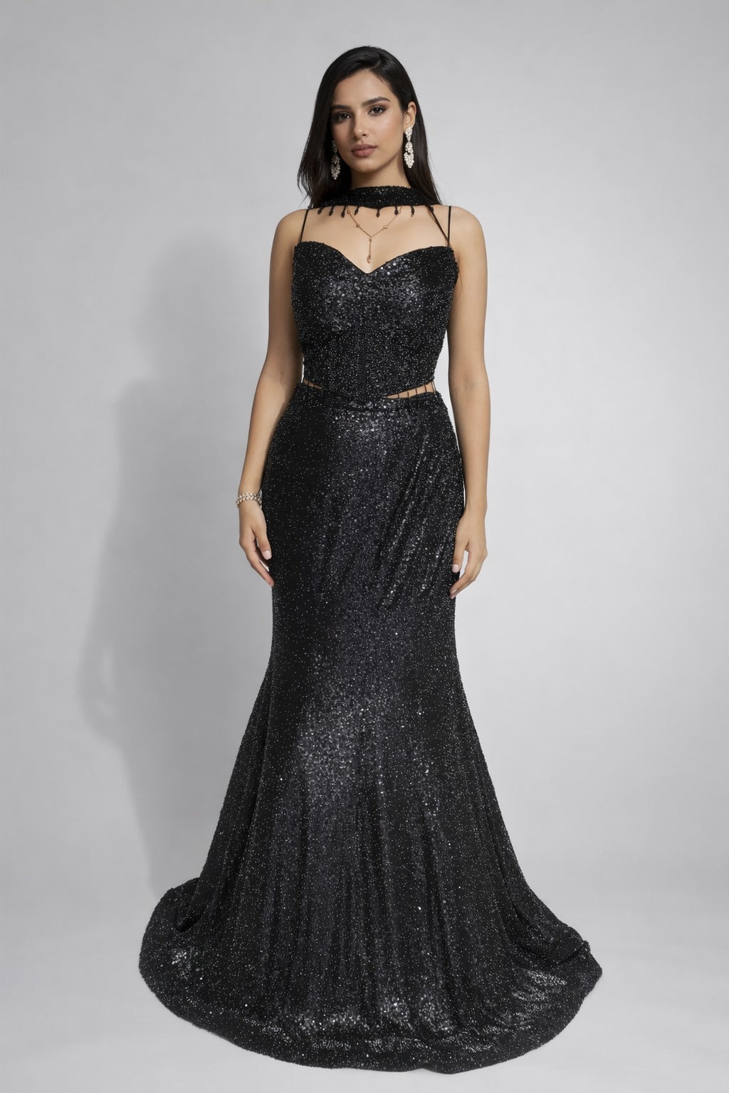 Black sequin mermaid lehenga