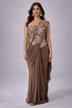 brown drape saree 