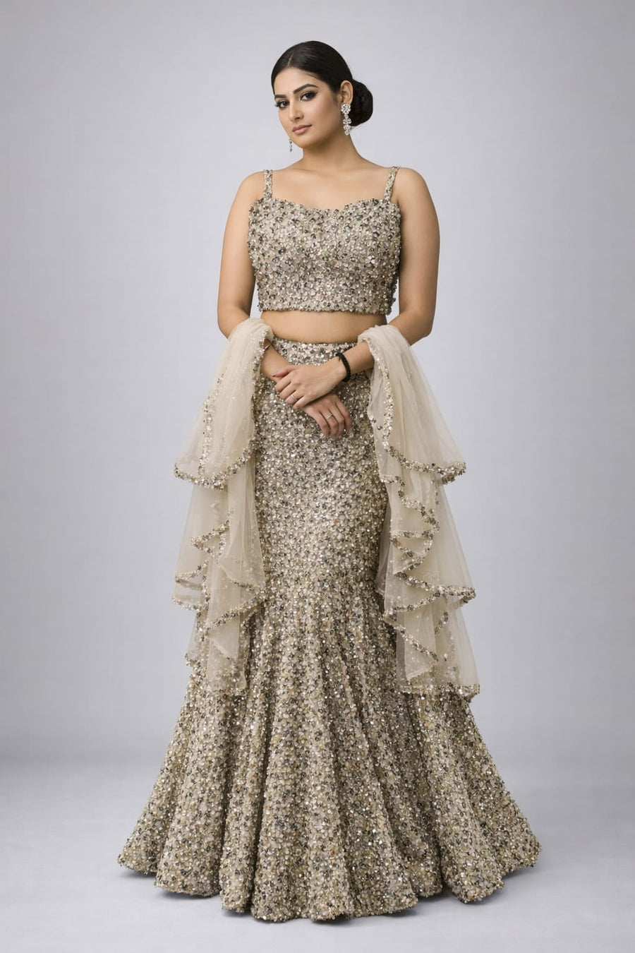 golden lehenga set