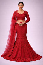 cherry red lehenga set