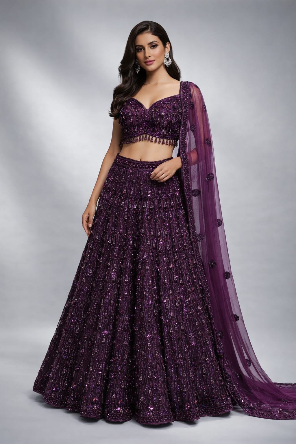 wine lehenga set