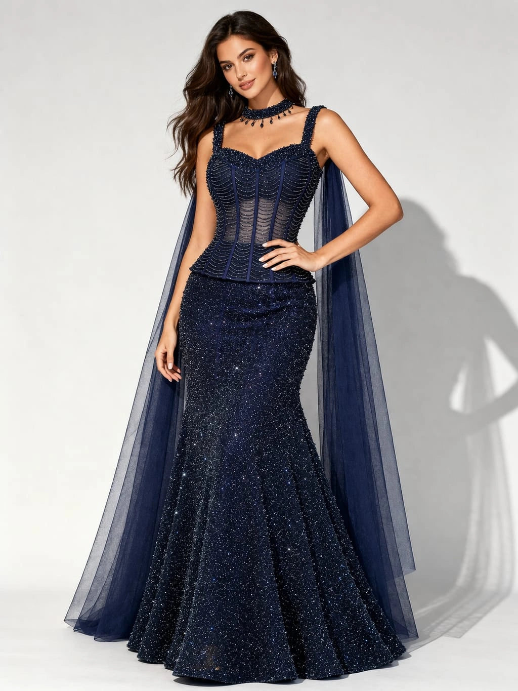 navy blue lehenga set