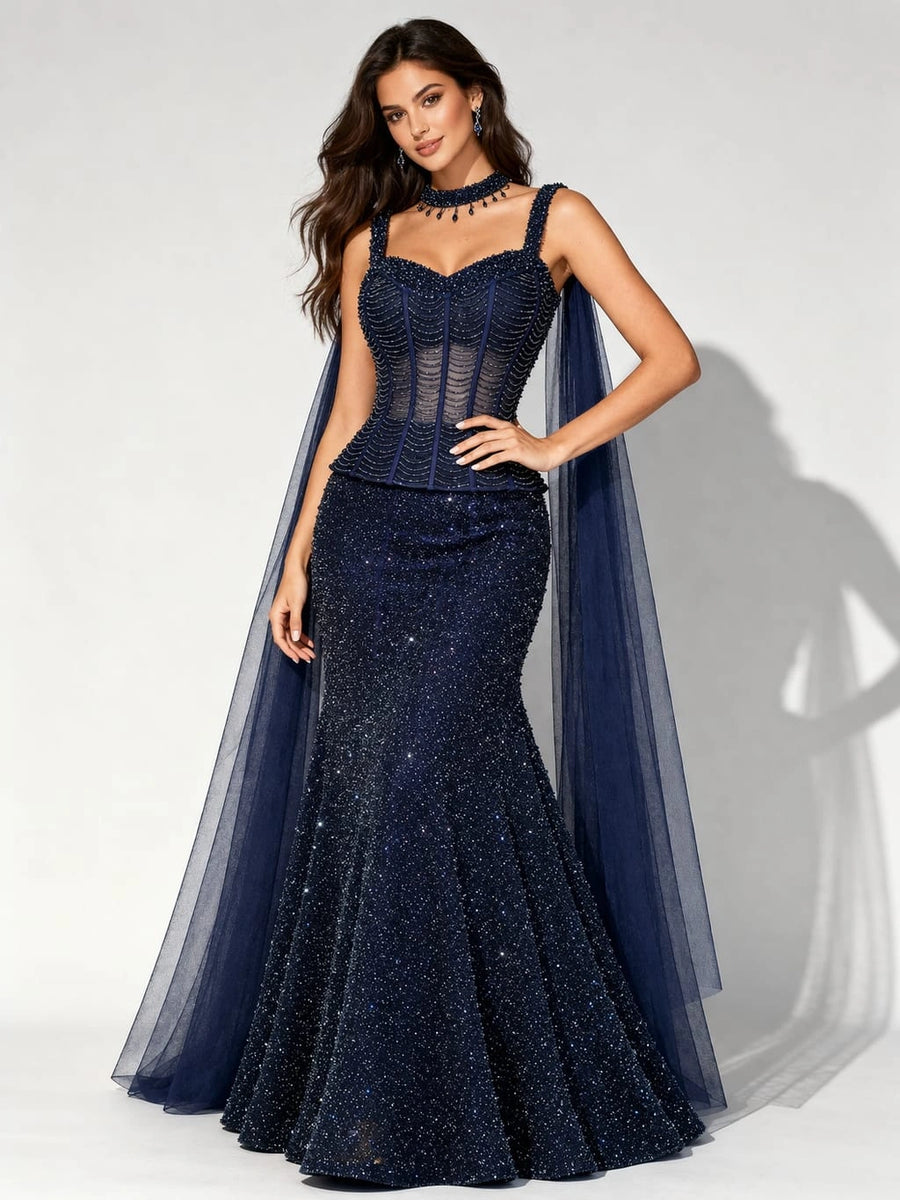 navy blue lehenga set