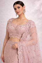 peach mermaid lehenga set