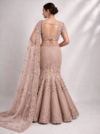 peach mermaid lehenga set