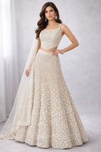 white embroidered lehenga