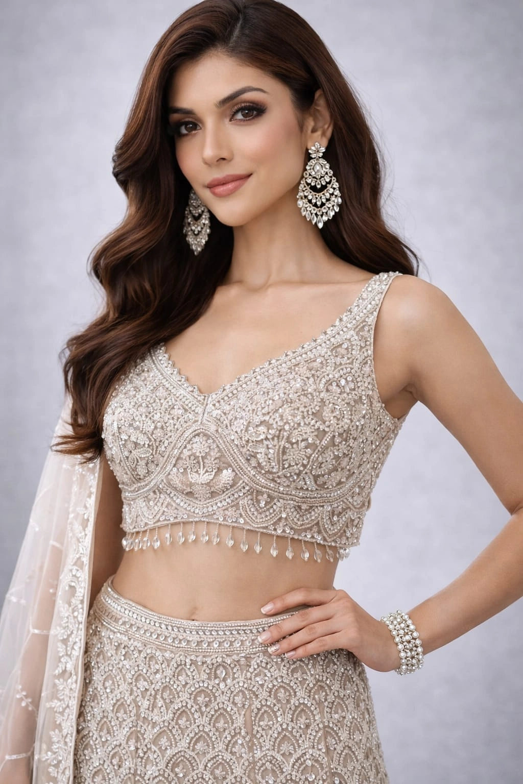 off white lehenga set