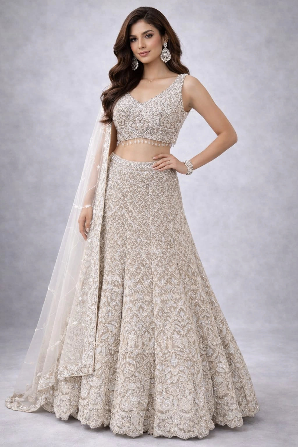 off white lehenga set