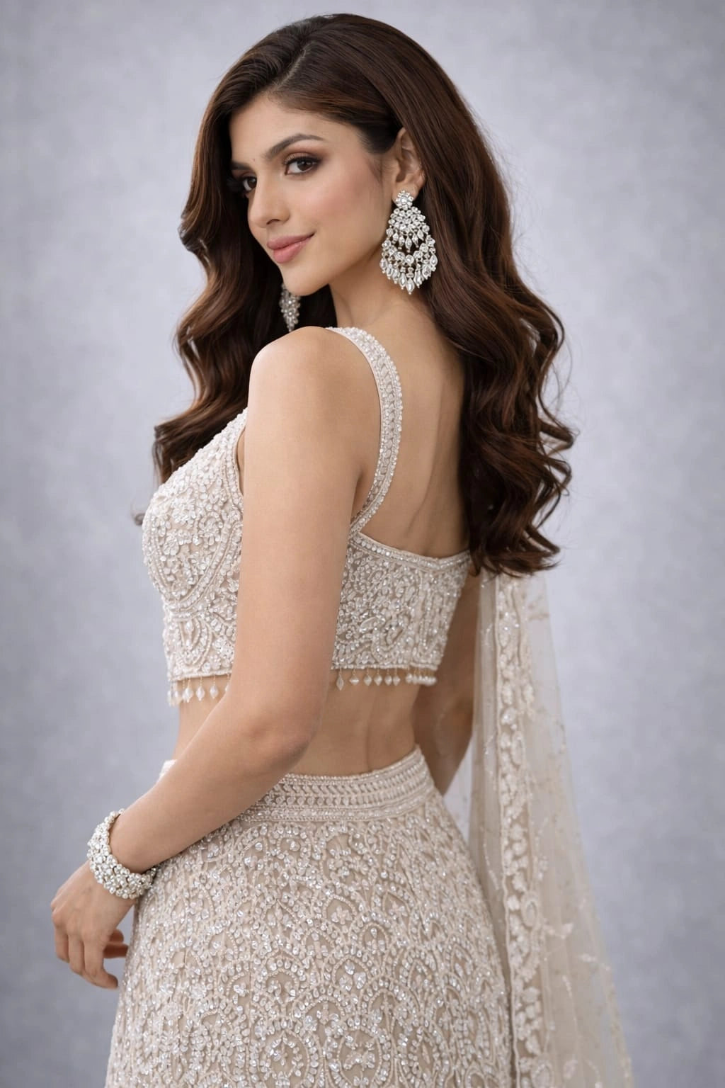 off white lehenga set