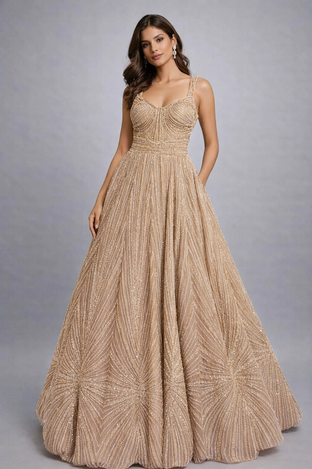 sparkly gold evening gown