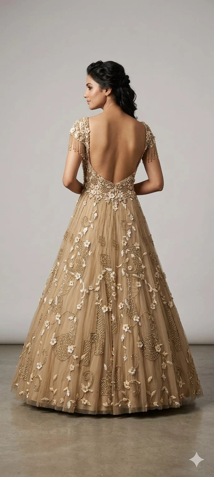 gold embroidered gown