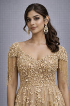 gold embroidered gown