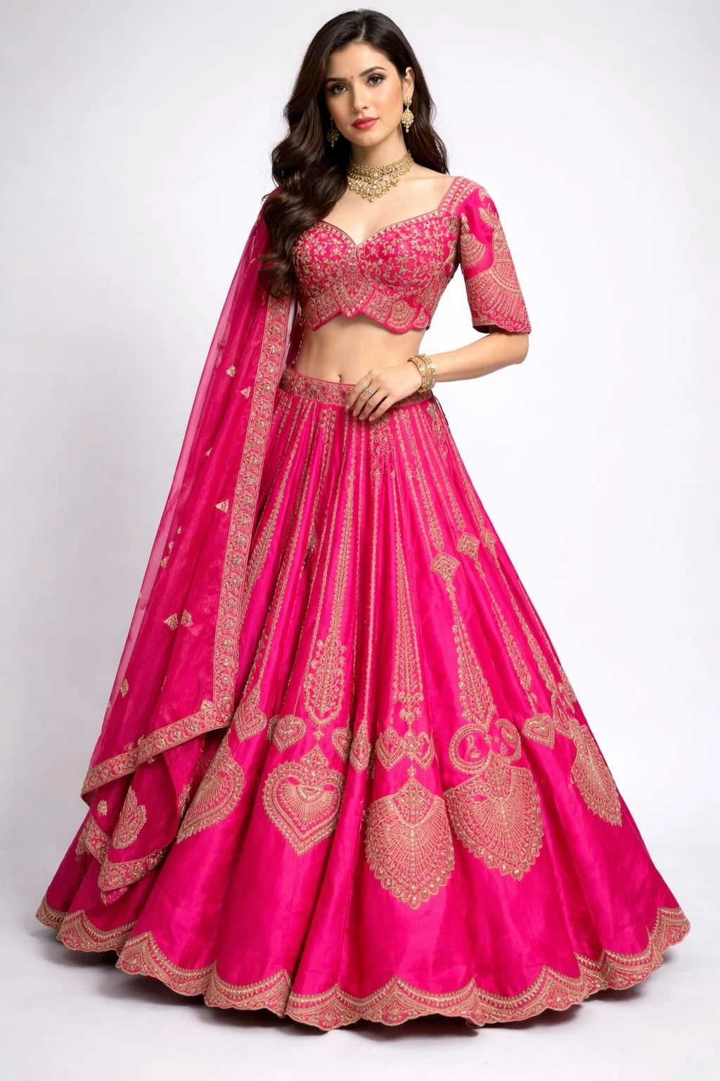 pink embroidered lehenga