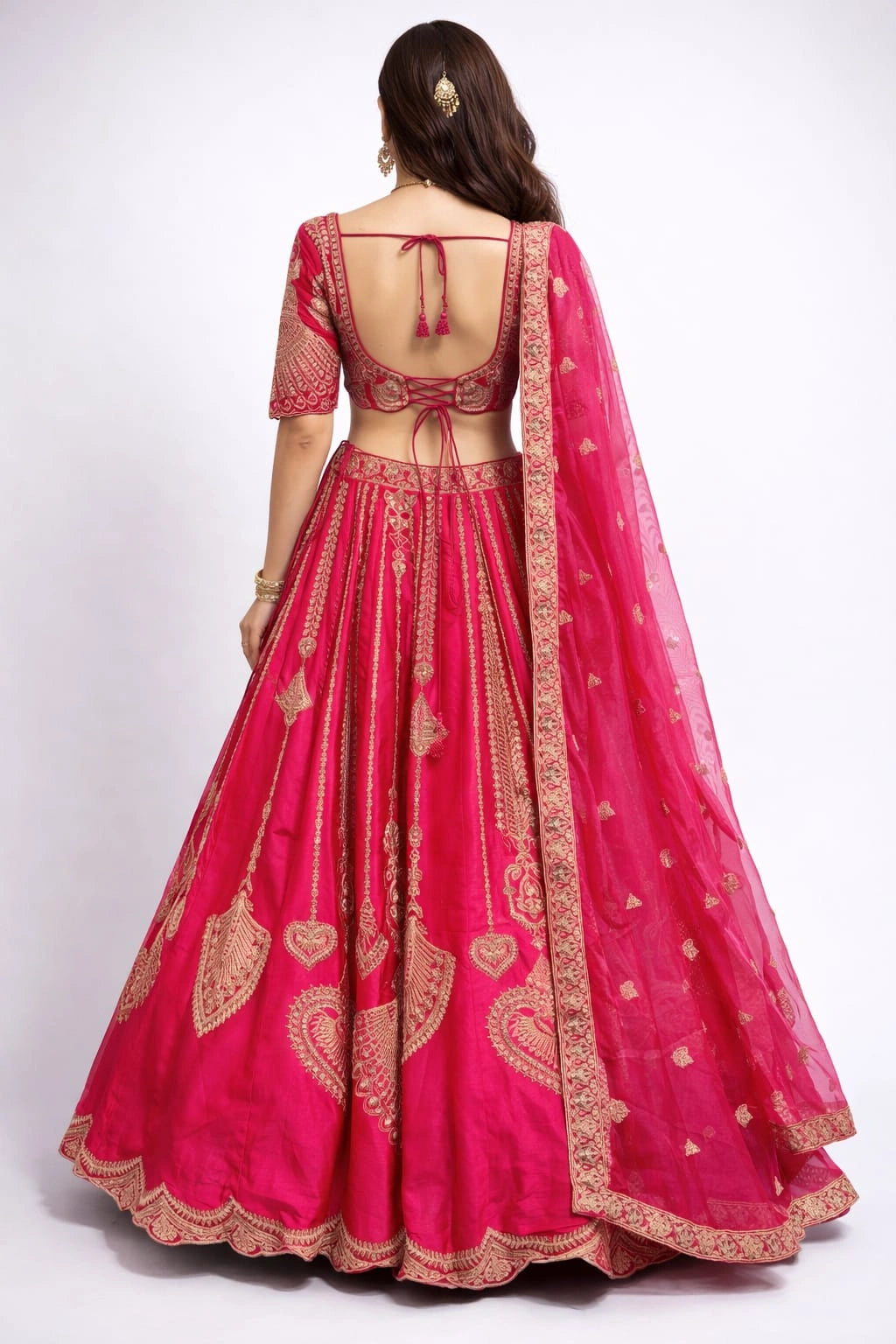 pink embroidered lehenga
