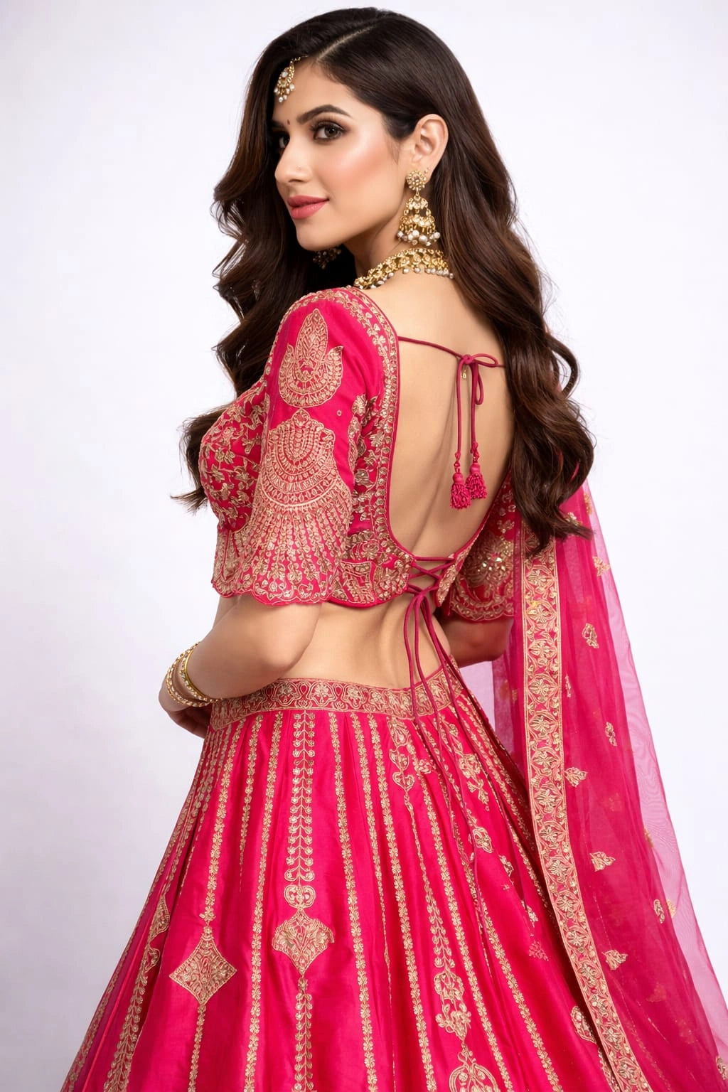 pink embroidered lehenga