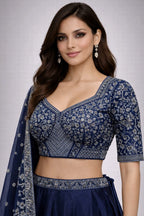 blue embroidered lehenga set