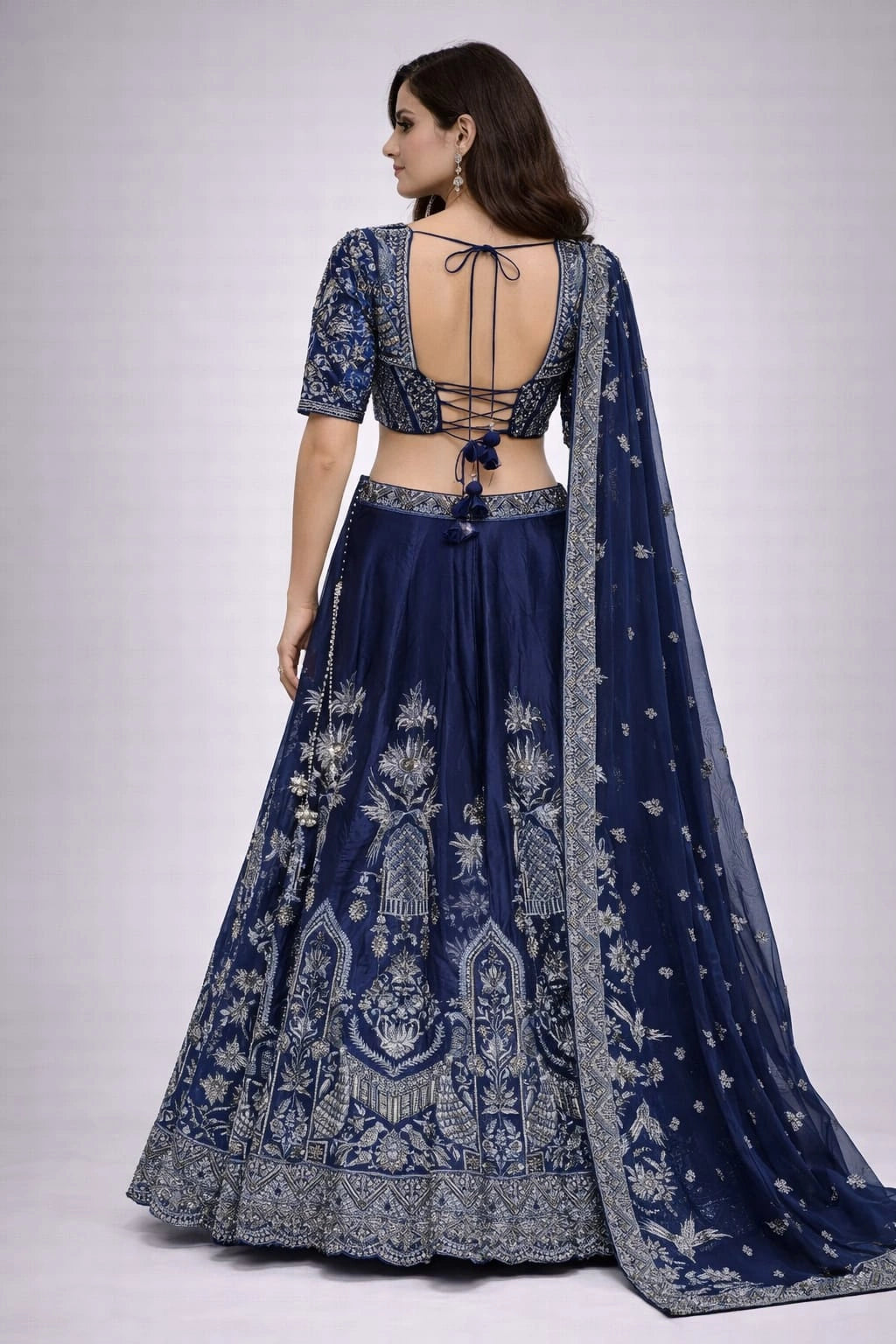 blue embroidered lehenga set