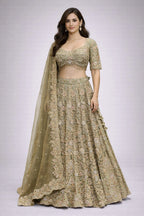 pista floral embroidered lehenga