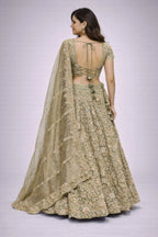 pista floral embroidered lehenga