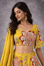 yellow floral lehenga