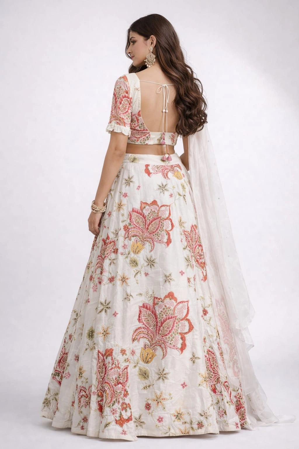 ivory floral lehenga