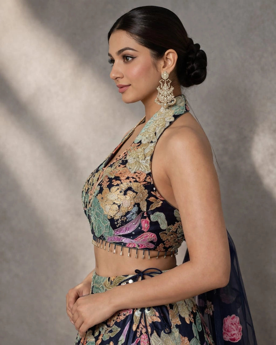 blue lehenga set