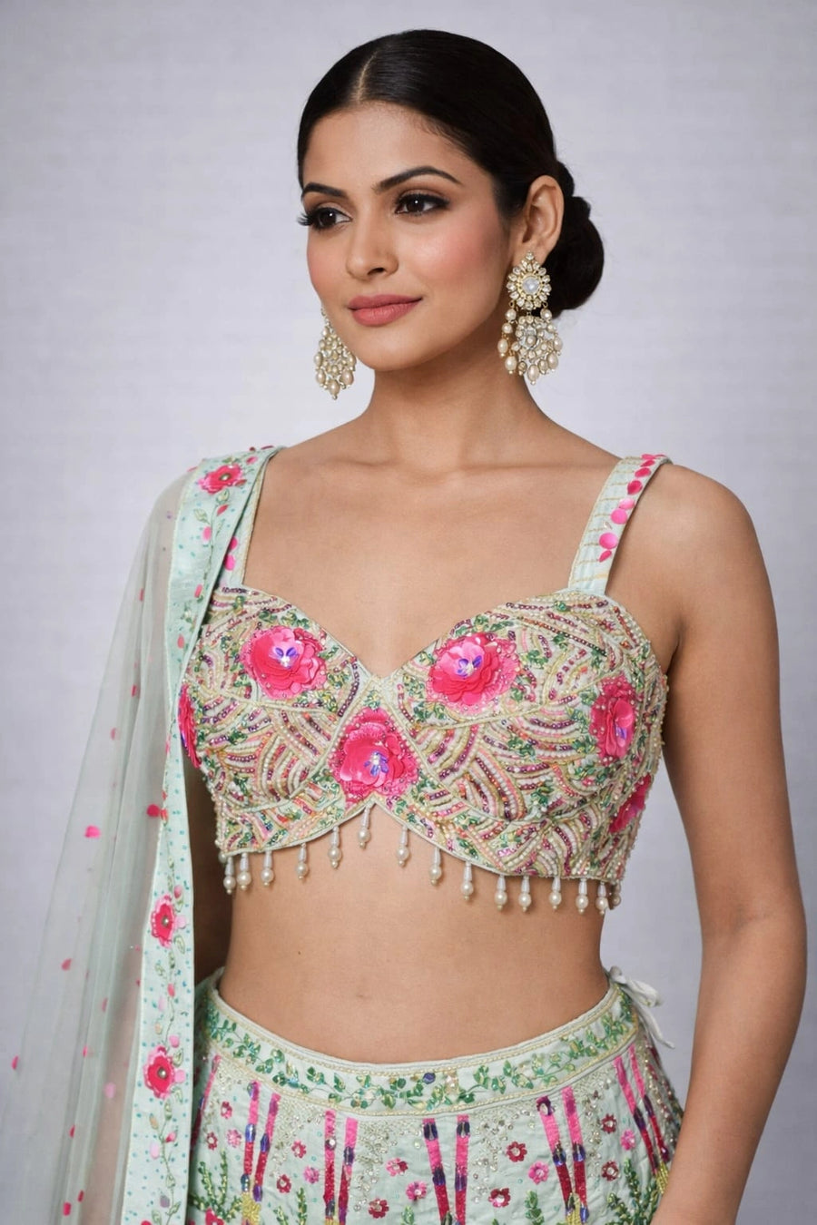 sea green lehenga set