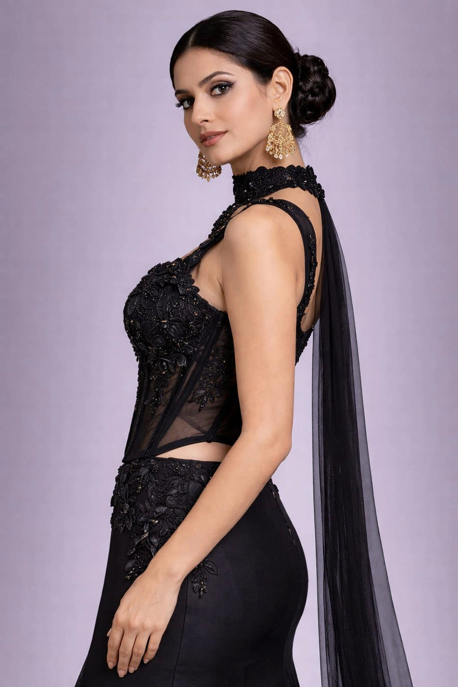 black lehenga set