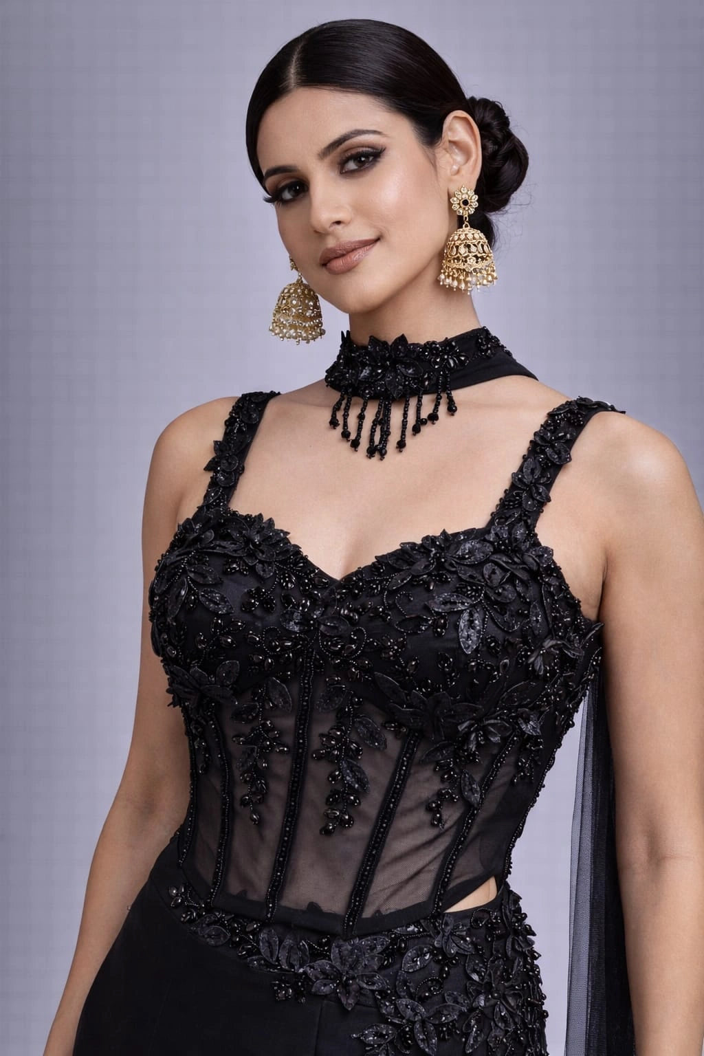 black lehenga set