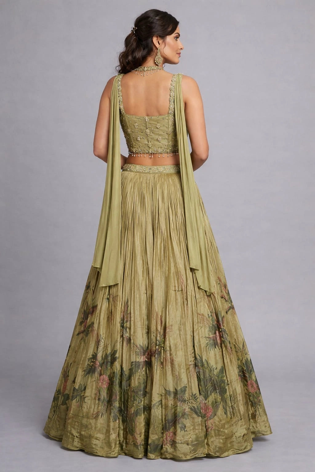 green floral lehenga set