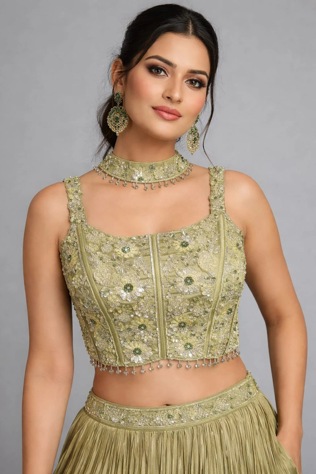 green floral lehenga set