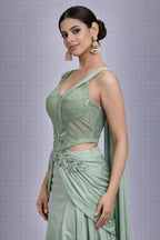 pista green lehenga set