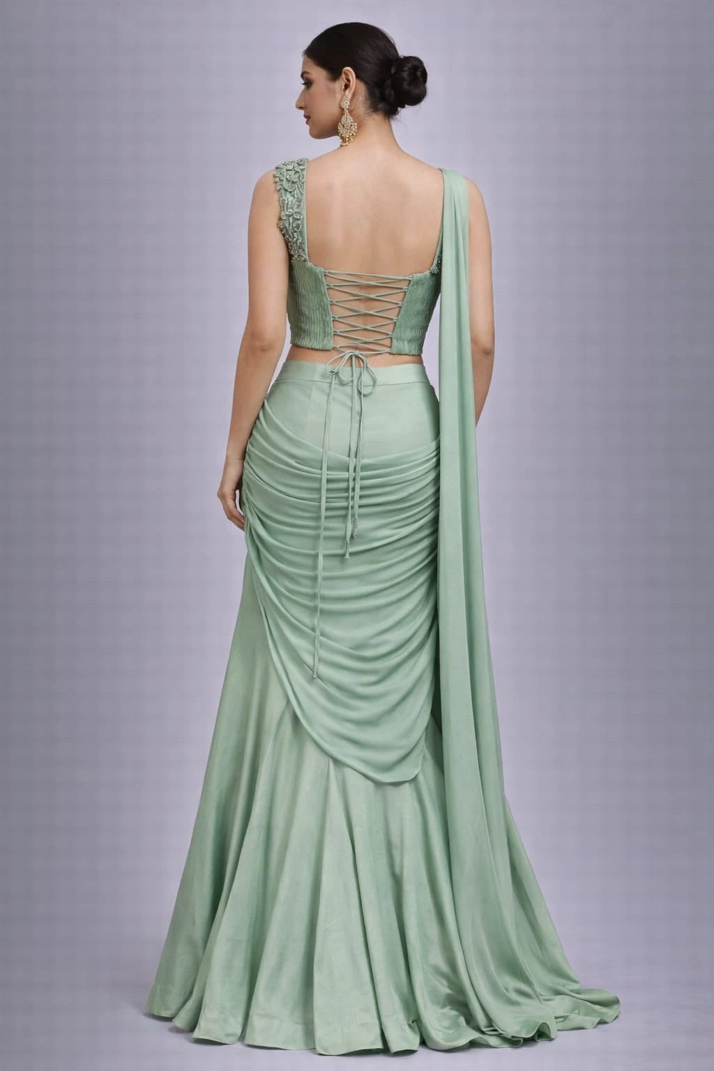 pista green lehenga set