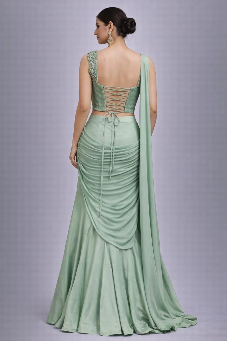 pista green lehenga set