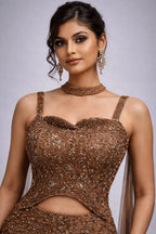 brown lehenga set