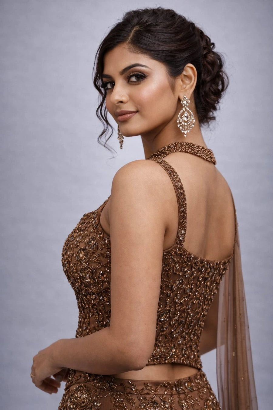 brown lehenga set