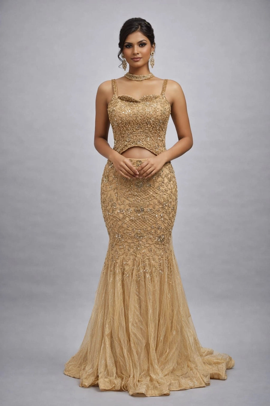 gold lehenga set