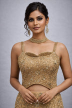 gold lehenga set