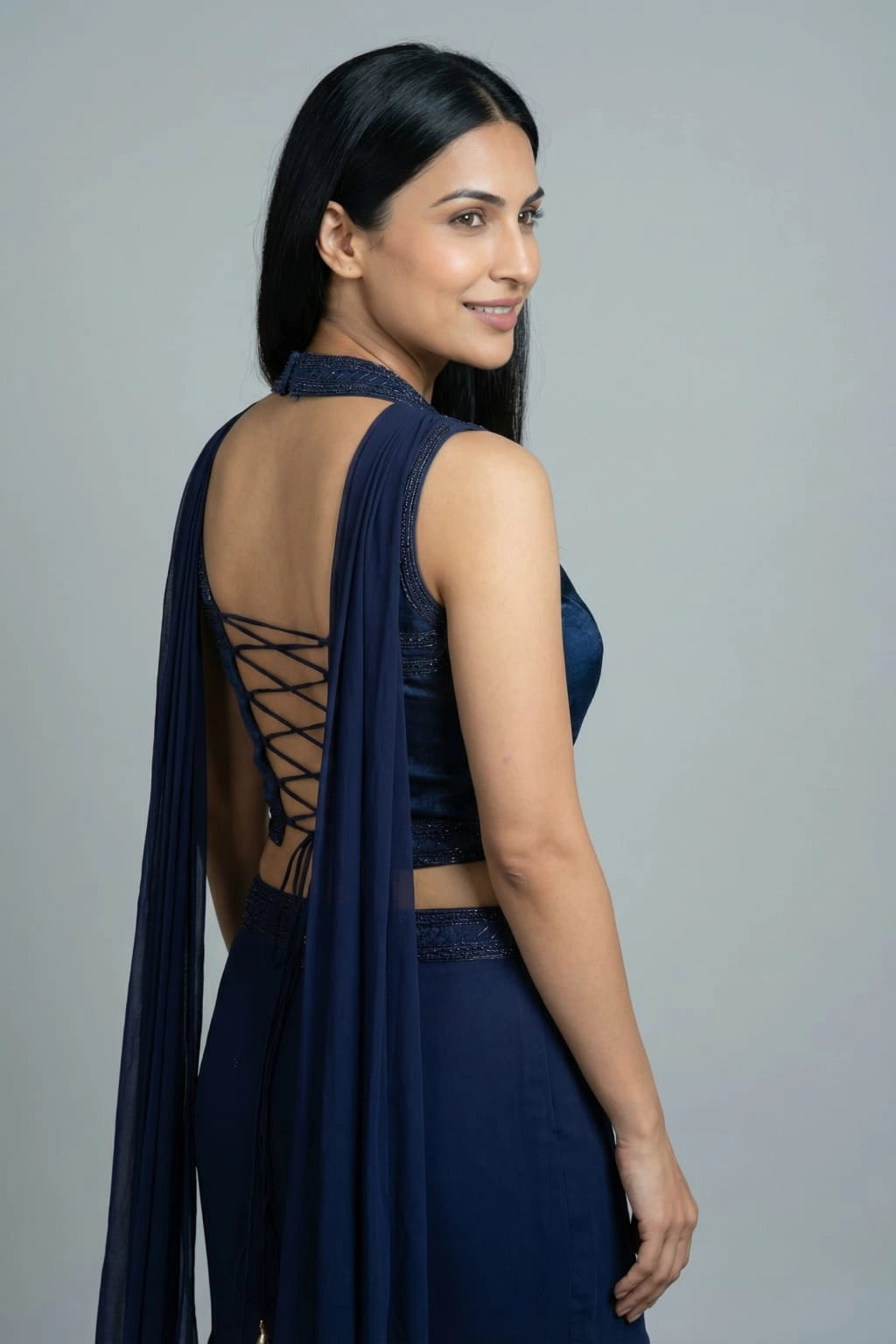 navy blue lehenga set