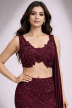 wine lehenga set