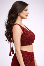 cherry red lehenga set