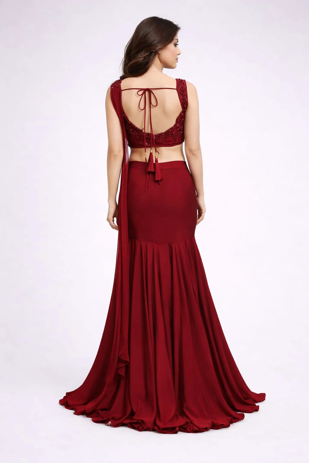 cherry red lehenga set
