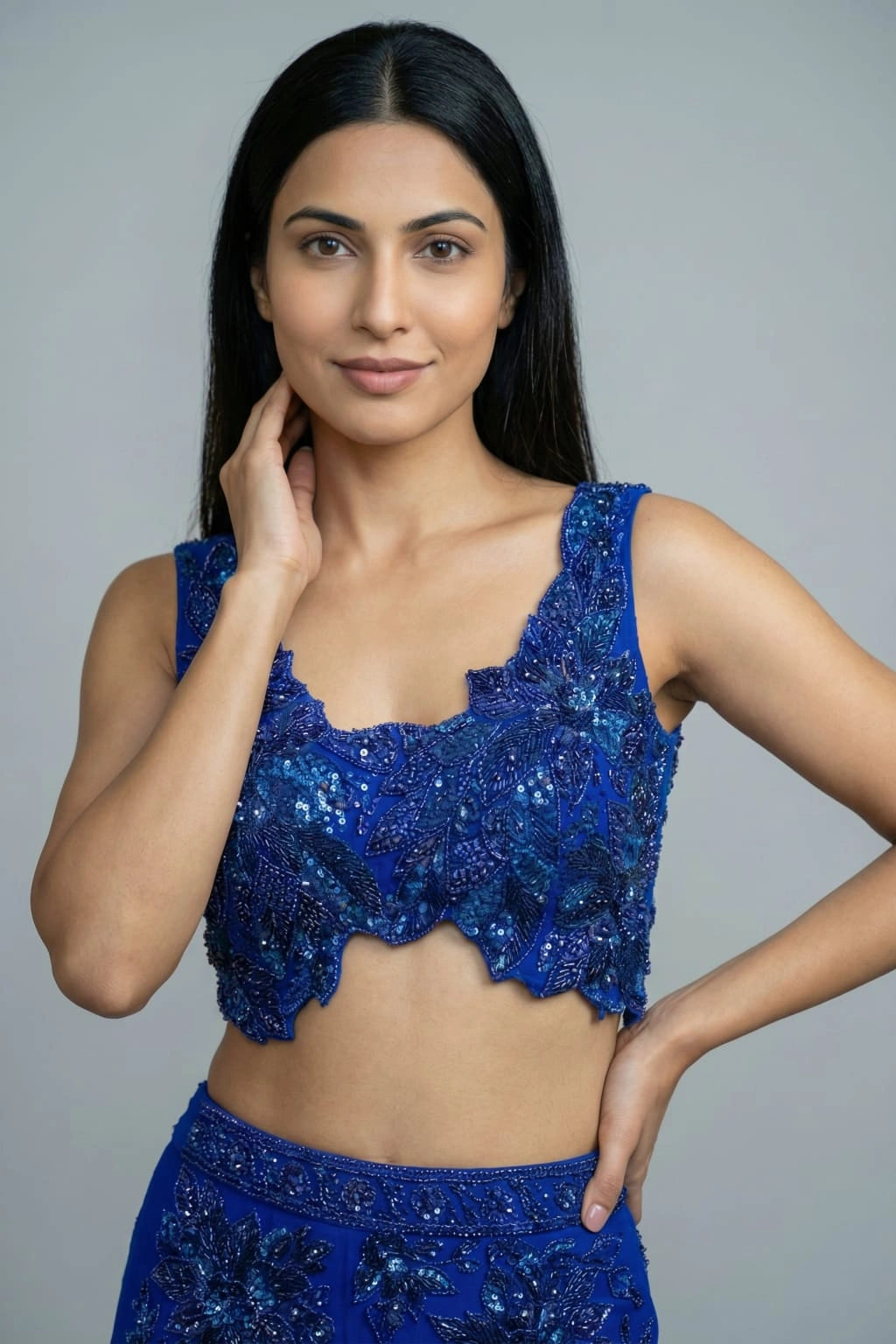 teal blue lehenga set