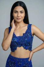 teal blue lehenga set