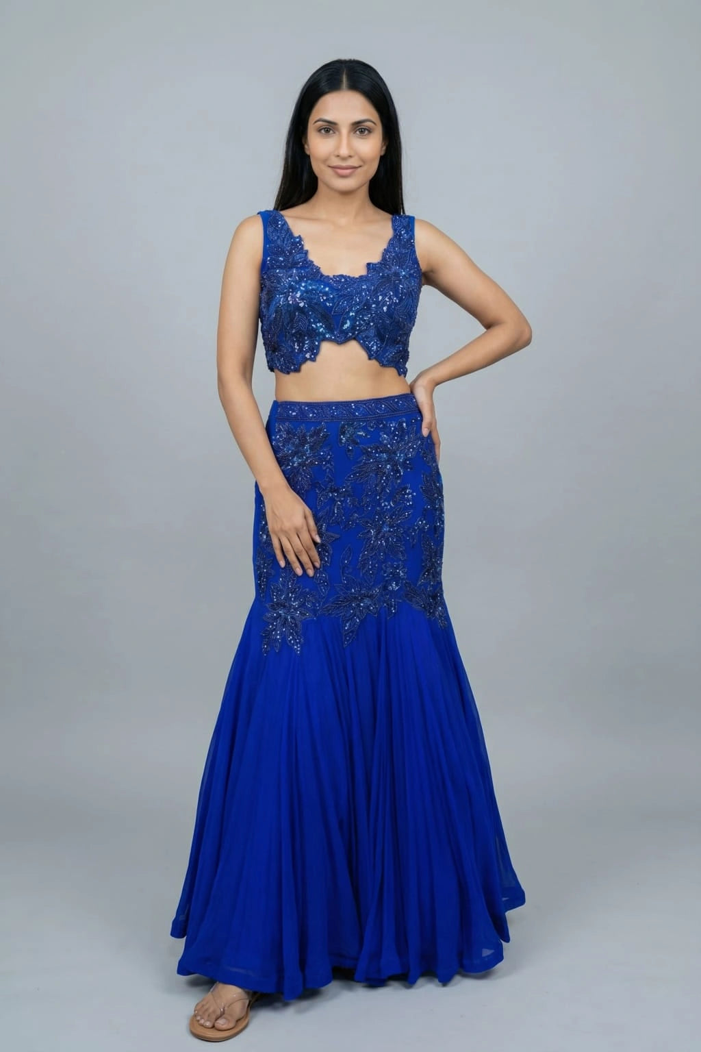 teal blue lehenga set