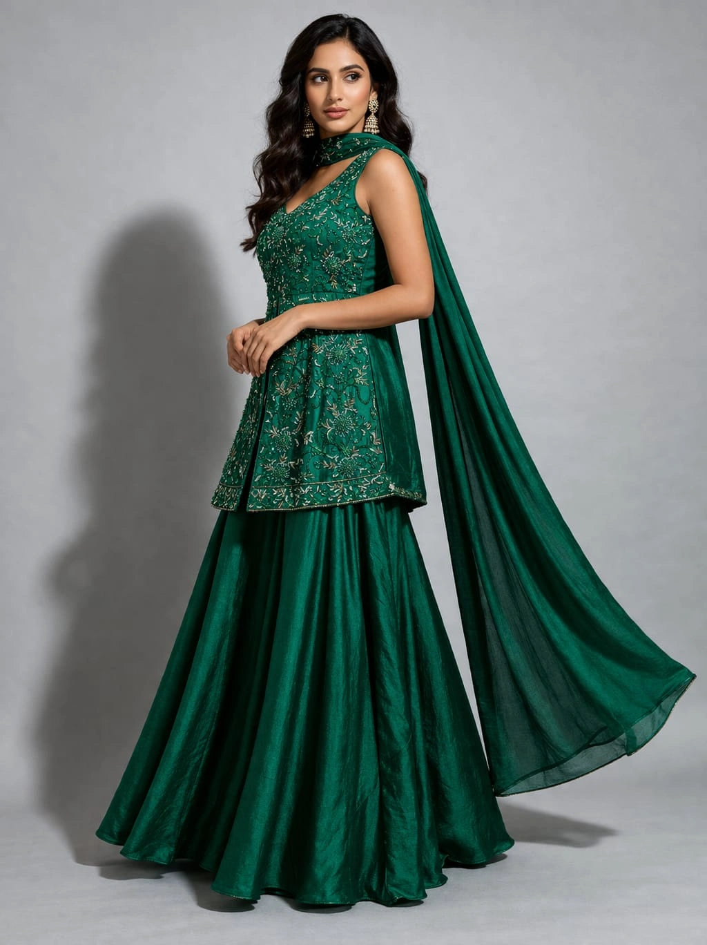 green sharara set