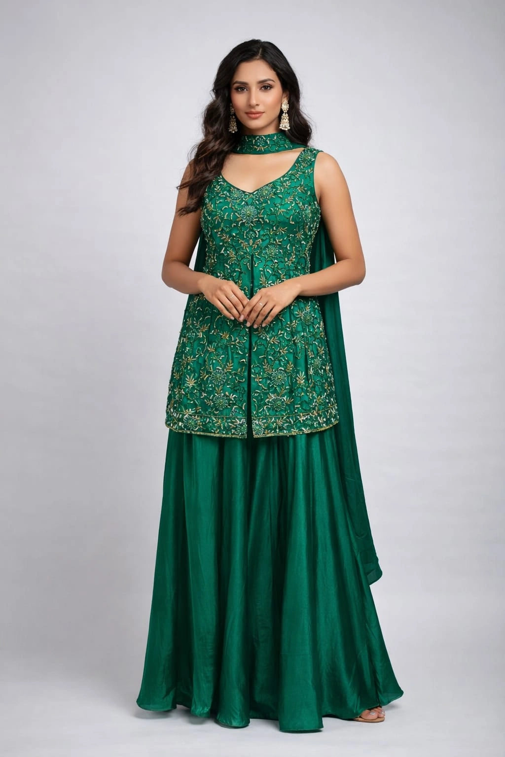 green sharara set