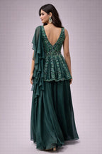 Green embroidered sharara set
