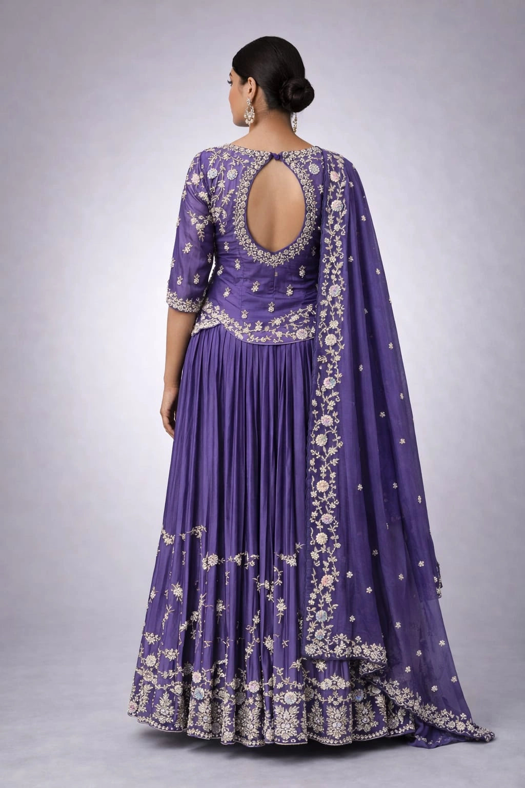 purple embroidered lehenga set